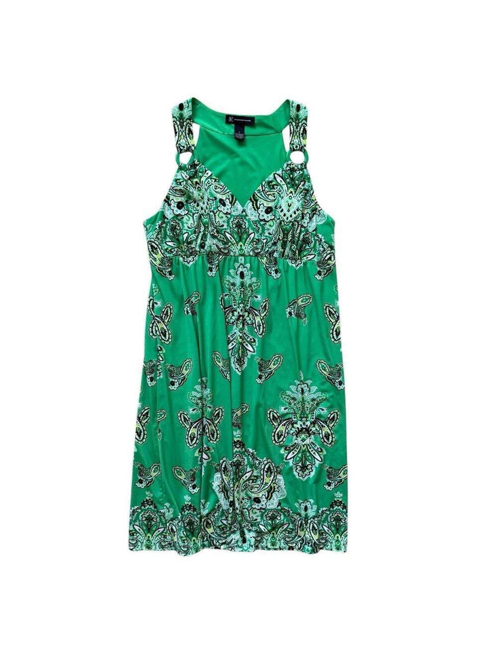 Vintage Y2K Paisley Retro Green Dress Size Large